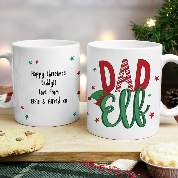 Personalised Dad Elf Ceramic Christmas MugBG-8595 3 Personalised Dad Elf Ceramic Christmas MugBG-8595