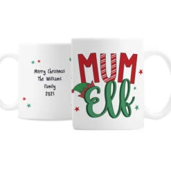 Personalised Mum Elf Ceramic Christmas MugBG-8596 -Santa Gifts Shop BG 85960002
