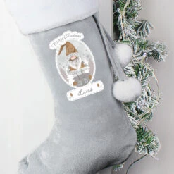 Personalised Christmas Gonk Silver Grey Stocking 50cmBG-8831 -Santa Gifts Shop BG 88310002