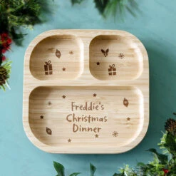Personalised Christmas Dinner Bamboo Suction PlateBG-8833