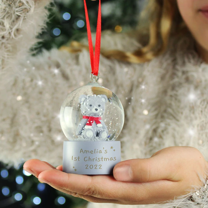 Personalised Teddy Bear Glitter Snow Globe Christmas BaubleBG-8842 3 Personalised Teddy Bear Glitter Snow Globe Christmas BaubleBG-8842