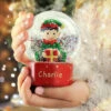 Personalised Name Only Red Christmas Elf Glitter Snow GlobeBG-8876 -Santa Gifts Shop BG 8876
