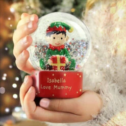 Kid's Personalised Christmas Elf Glitter Snow GlobeBG-8877