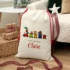Personalised Kid's White Christmas Train Santa SackBG-8878 -Santa Gifts Shop BG 8878