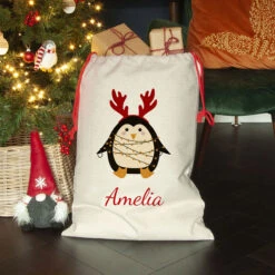 Personalised Children's Christmas Penguin Santa SackBG-8880