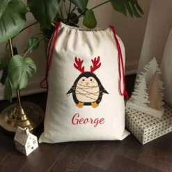 Personalised Children's Christmas Penguin Santa SackBG-8880 8 Personalised Children's Christmas Penguin Santa SackBG-8880 -Santa Gifts Shop BG 88800002