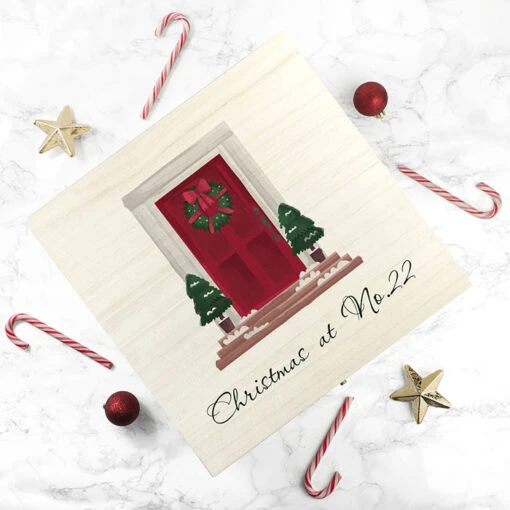Personalised Door Number Wooden Christmas Eve BoxBG-8881 -Santa Gifts Shop BG 8881