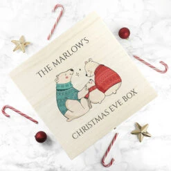 Personalised Polar Bear Family Wooden Christmas Eve BoxBG-8882