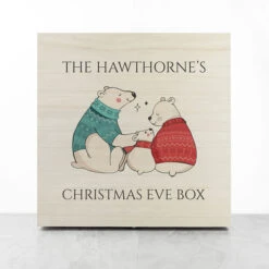 Personalised Polar Bear Family Wooden Christmas Eve BoxBG-8882 -Santa Gifts Shop BG 88820002