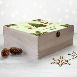 Kids Personalised Playing Reindeers Wooden Christmas Eve BoxBG-8884 -Santa Gifts Shop BG 88840002