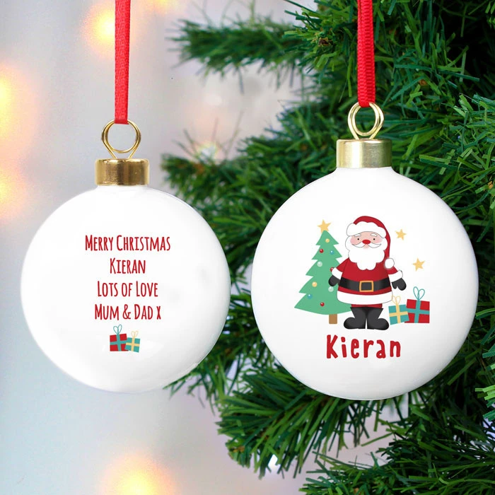 Kid's Personalised Santa White Ceramic Christmas Tree BaubleBG-8911 3 Kid's Personalised Santa White Ceramic Christmas Tree BaubleBG-8911