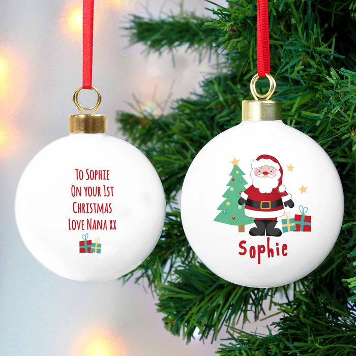 Kid's Personalised Santa White Ceramic Christmas Tree BaubleBG-8911 5 Kid's Personalised Santa White Ceramic Christmas Tree BaubleBG-8911 - Image 3