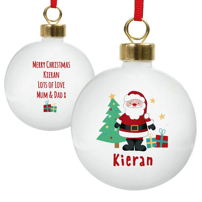 Kid's Personalised Santa White Ceramic Christmas Tree BaubleBG-8911 6 Kid's Personalised Santa White Ceramic Christmas Tree BaubleBG-8911 - Image 4