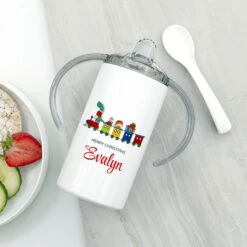 Personalised Christmas Train Kid's Stainless Steel Sippy CupBG-9183 -Santa Gifts Shop BG 91830005