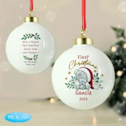 Personalised First Christmas Tiny Tatty Teddy Tree BaubleBG-9339