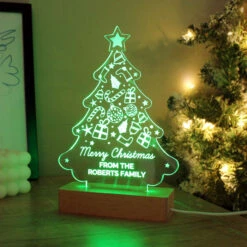 Personalised Christmas Tree Wooden Based LED LightBG-9348