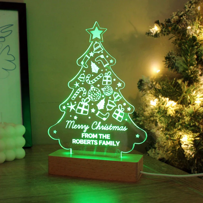 Personalised Christmas Tree Wooden Based LED LightBG-9348 3 Personalised Christmas Tree Wooden Based LED LightBG-9348
