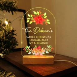 Personalised Christmas Poinsettia Wooden Based LED LightBG-9349 -Santa Gifts Shop BG 93490002