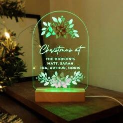 Personalised Christmas Poinsettia Wooden Based LED LightBG-9349 -Santa Gifts Shop BG 93490003