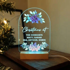Personalised Christmas Poinsettia Wooden Based LED LightBG-9349 -Santa Gifts Shop BG 93490004
