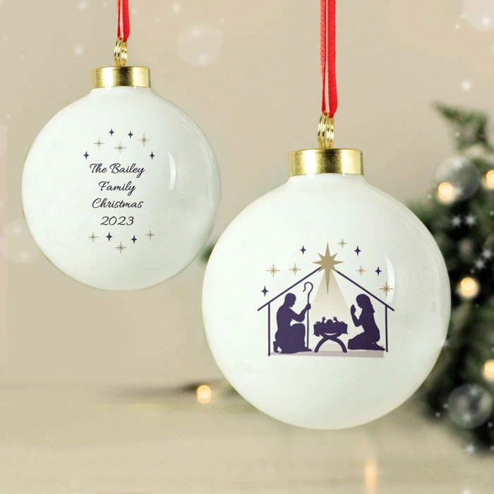 Personalised Nativity Ceramic Christmas Tree BaubleBG-9350 3 Personalised Nativity Ceramic Christmas Tree BaubleBG-9350