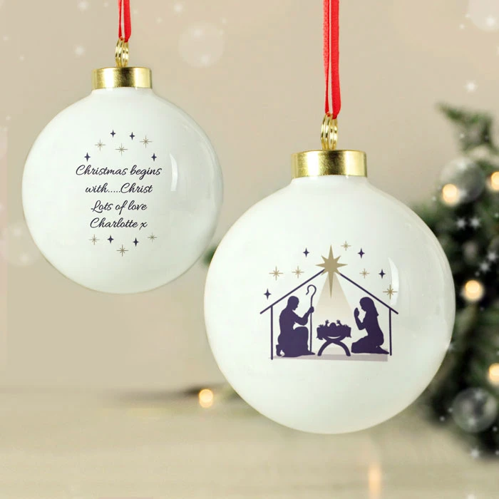 Personalised Nativity Ceramic Christmas Tree BaubleBG-9350 4 Personalised Nativity Ceramic Christmas Tree BaubleBG-9350 - Image 2