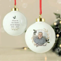 Personalised Photo Upload Memorial Christmas Tree BaubleBG-9352