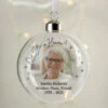 Personalised Photo Upload Memorial Glass Christmas BaubleBG-9353 -Santa Gifts Shop BG 9353