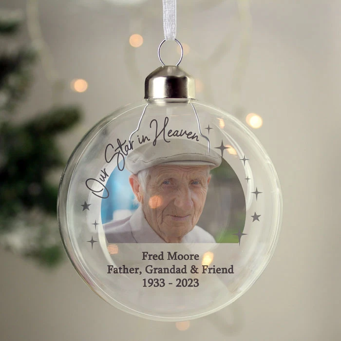 Personalised Photo Upload Memorial Glass Christmas BaubleBG-9353 4 Personalised Photo Upload Memorial Glass Christmas BaubleBG-9353 - Image 2