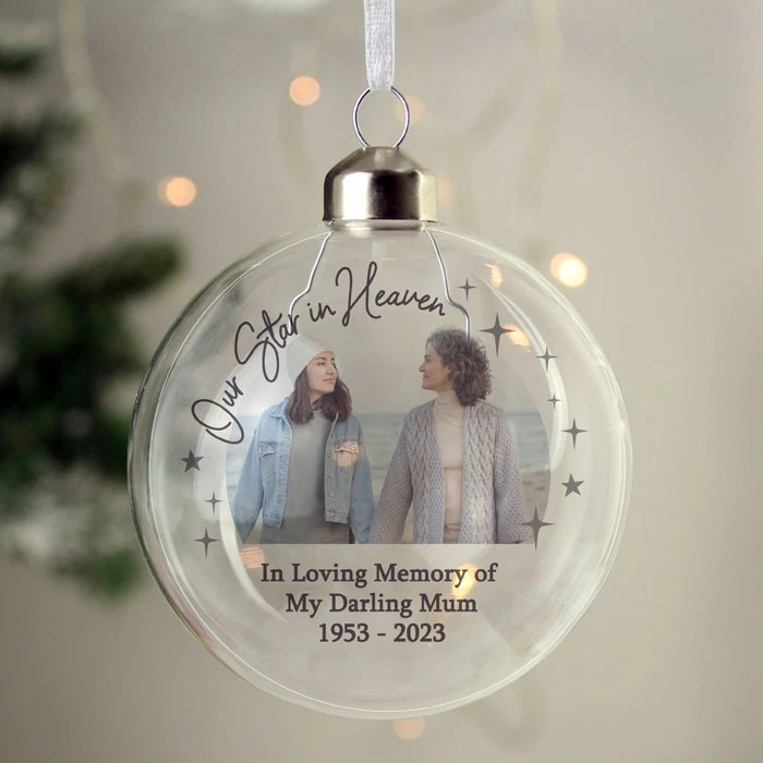 Personalised Photo Upload Memorial Glass Christmas BaubleBG-9353 5 Personalised Photo Upload Memorial Glass Christmas BaubleBG-9353 - Image 3