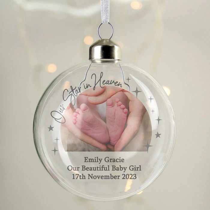 Personalised Photo Upload Memorial Glass Christmas BaubleBG-9353 6 Personalised Photo Upload Memorial Glass Christmas BaubleBG-9353 - Image 4