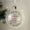 Personalised Holly Wreath Christmas Glass Tree BaubleBG-9359 -Santa Gifts Shop BG 9359