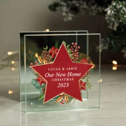 Personalised Christmas Glass Tea Light Candle HolderBG-9361 -Santa Gifts Shop BG 93610002
