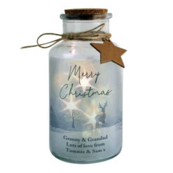 Personalised Merry Christmas LED Glass Jar DecorationBG-9364 -Santa Gifts Shop BG 93640002