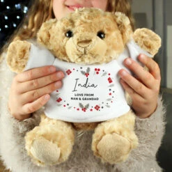 Personalised Christmas Teddy Bear In Holly JumperBG-9366