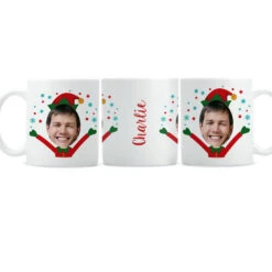 Personalised Photo Upload Christmas Elf MugBG-9369 -Santa Gifts Shop BG 93690003