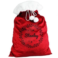 Personalised Holly Red Fleece Christmas Sack Adult Or ChildBG-9376 -Santa Gifts Shop BG 93760002