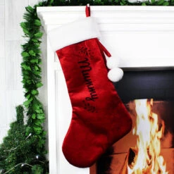 Personalised Holly Red Christmas Stocking Adult Or ChildBG-9378 -Santa Gifts Shop BG 93780002