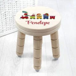 Personalised Christmas Train Wooden Stool Toddler Xmas GiftBG-9388