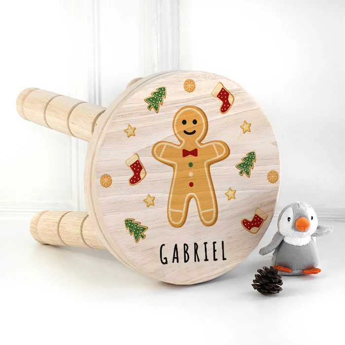 Personalised Christmas Gingerbread Man Wooden StoolBG-9389 4 Personalised Christmas Gingerbread Man Wooden StoolBG-9389 - Image 2
