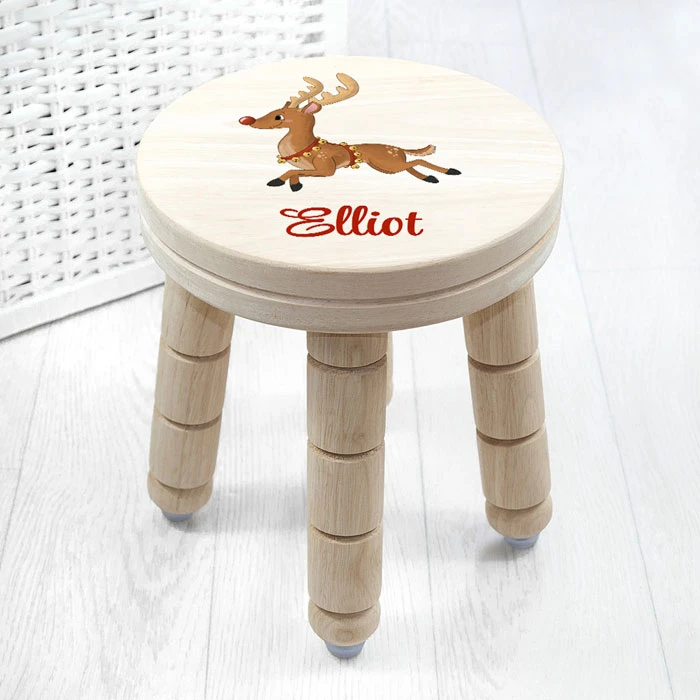 Personalised Christmas Reindeer Wooden StoolBG-9391 3 Personalised Christmas Reindeer Wooden StoolBG-9391