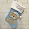 Personalised Blue Teddy Knitted Christmas StockingBG-9393 -Santa Gifts Shop BG 9393