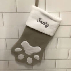 Personalised Large Grey Pet Christmas Stocking Cat Or DogBG-9397