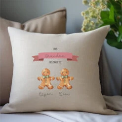 Personalised Christmas Gingerbread Man Cushion With InsertBG-9399