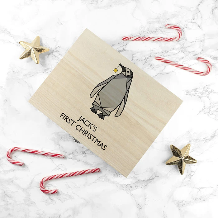 Personalised Baby Penguin First Christmas Keepsake BoxBG-9406 3 Personalised Baby Penguin First Christmas Keepsake BoxBG-9406
