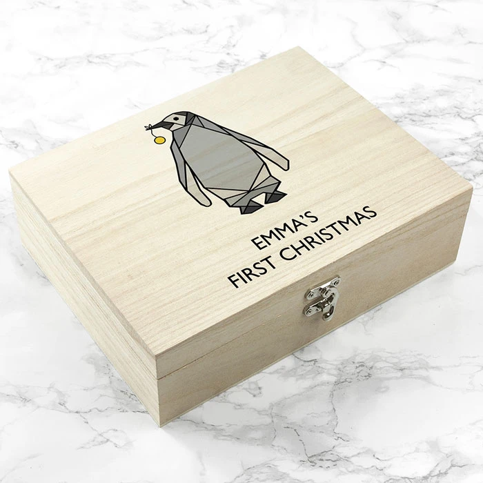 Personalised Baby Penguin First Christmas Keepsake BoxBG-9406 4 Personalised Baby Penguin First Christmas Keepsake BoxBG-9406 - Image 2