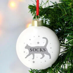 Personalised Cat Silhouette Ceramic Christmas Tree BaubleBG-9442 10 Personalised Cat Silhouette Ceramic Christmas Tree BaubleBG-9442 -Santa Gifts Shop BG 94420003