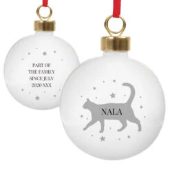 Personalised Cat Silhouette Ceramic Christmas Tree BaubleBG-9442 11 Personalised Cat Silhouette Ceramic Christmas Tree BaubleBG-9442 -Santa Gifts Shop BG 94420004