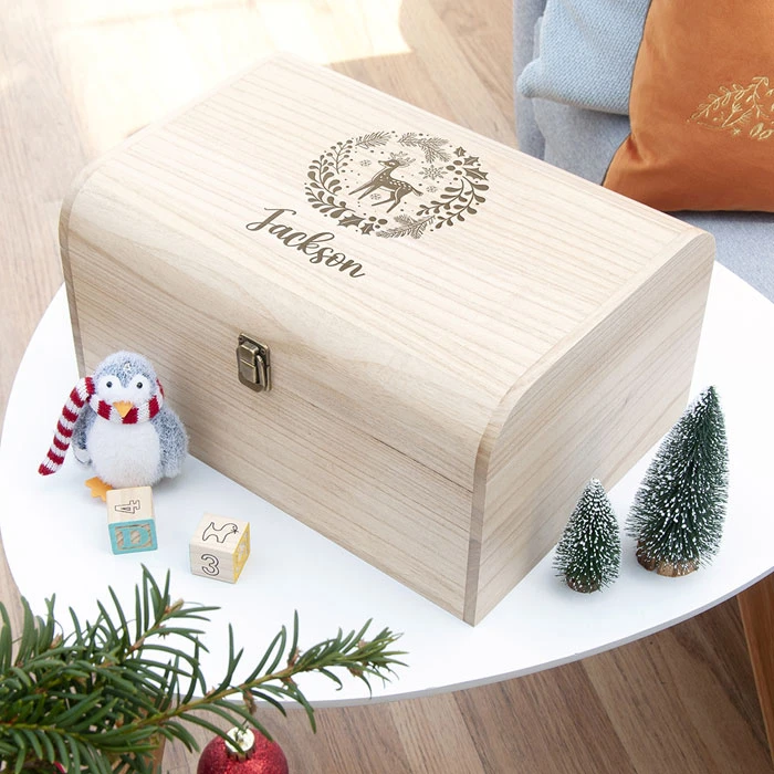 Personalised Christmas Woodland Chest Keepsake BoxBG-9448 3 Personalised Christmas Woodland Chest Keepsake BoxBG-9448
