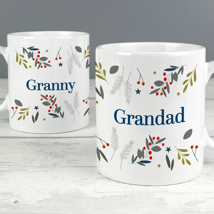 Personalised Festive Christmas Mug Set Grandparent's GiftBG-9455 2 Personalised Festive Christmas Mug Set Grandparent's GiftBG-9455